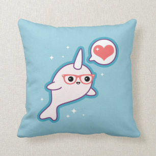 Cute Nerd Narwhal Cushion