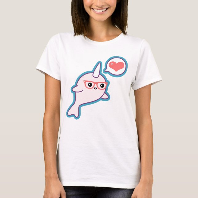 Cute Nerd Narwhal T-Shirt (Front)