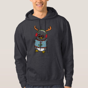 Cute Nerd Penguin Graphic Ugly Christmas Holiday Hoodie