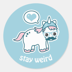 Cute Nerd Unicorn Classic Round Sticker
