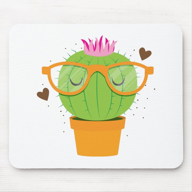 cute nerdy cactus mouse pad (Front)