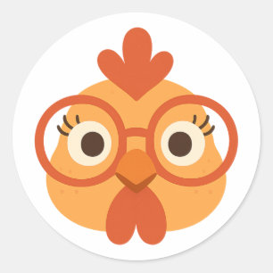 Cute Nerdy Chicken with Glasses Funny Farmer Classic Round Sticker