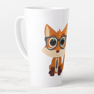 Cute Nerdy Fox Kawaii Cartoon Big Coffee Cosy Latte Mug