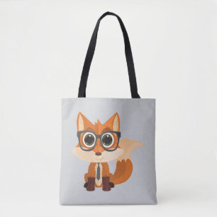 Cute Nerdy Fox Kawaii Cartoon Everyday Carry Tote Bag