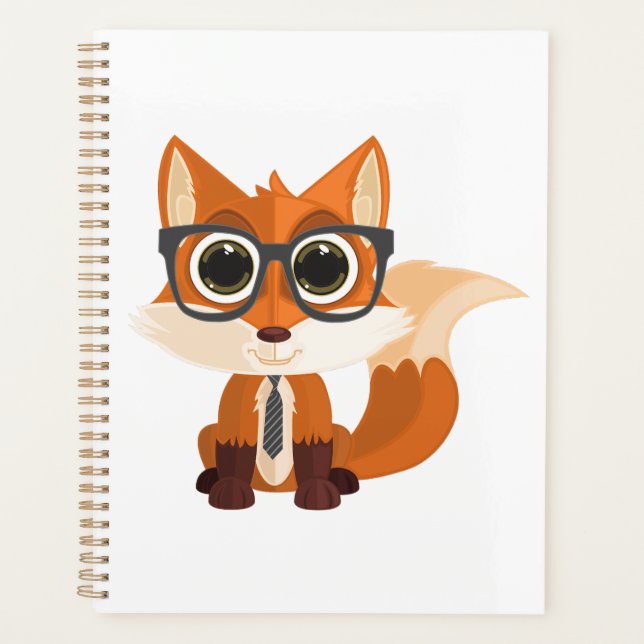 Cute Nerdy Fox Kawaii Cartoon Study Planner (Front)