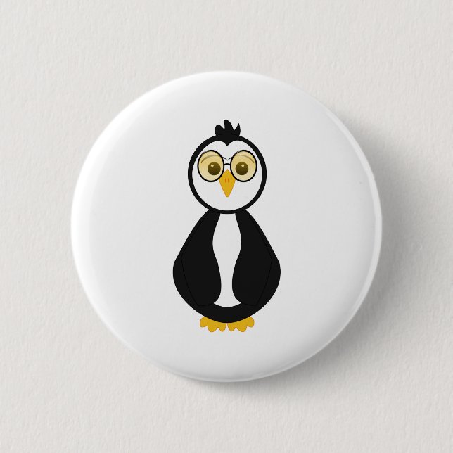 Cute Nerdy Penguin 6 Cm Round Badge (Front)