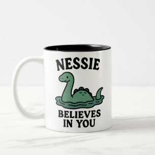Cute Nessie Loch Ness Monster Believes In You MMug Two-Tone Coffee Mug