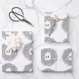 Cute Nest & Egg - Personalised Initials & Name Wrapping Paper Sheet