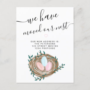 Cute nest watercolor eggs new home moving announcement postcard