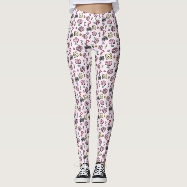 Cute Neuroscience Pattern Leggings (Front)