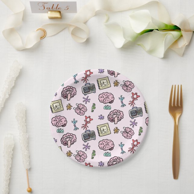 Cute Neuroscience Pattern Paper Plate (Wedding)