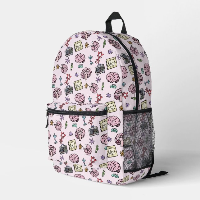 Cute Neuroscience Pattern Printed Backpack (Back Corner Right)