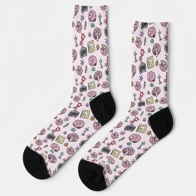 Cute Neuroscience Pattern Socks (Left)