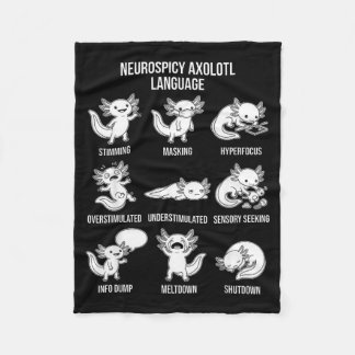 Cute Neurospicy Axolotl Autism Adhd Stimming Fleece Blanket