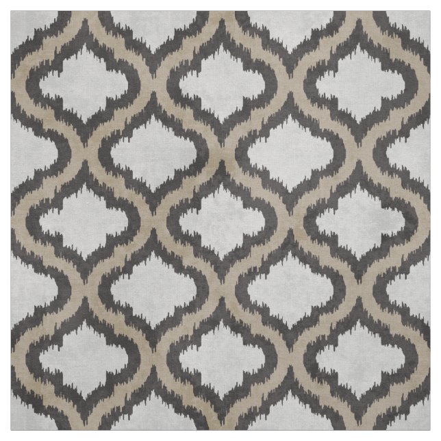 Cute neutral beige grey ikat Moroccan pattern Fabric (Swatch)