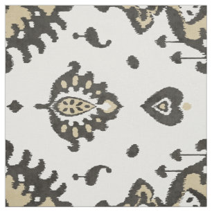 Cute neutral black and beige ikat tribal patterns fabric