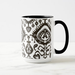 Cute neutral black and white ikat tribal patterns mug