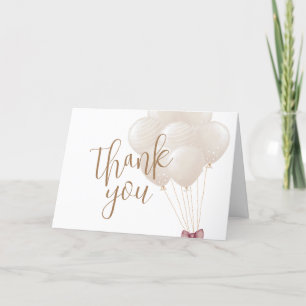 Cute Neutral Boho Balloon Baby Shower Thank You Card