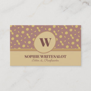 Cute neutral colour pattern monogram business card