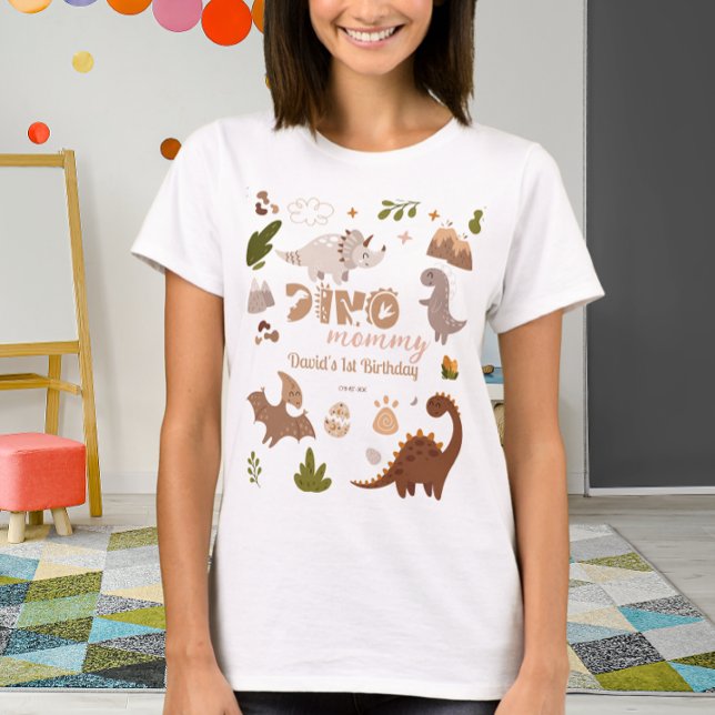 Cute Neutral Dinosaur Birthday Dino Mummy T-Shirt (Creator Uploaded)