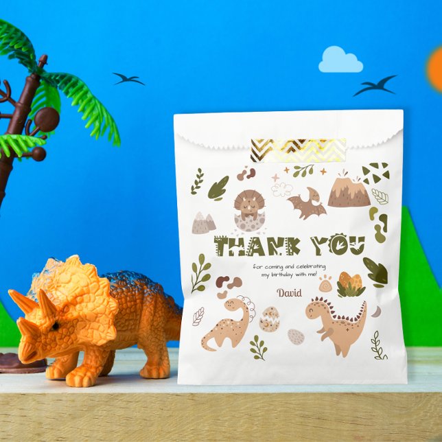 Cute Neutral Dinosaur Birthday Thank You Favour Bag (Creator Uploaded)