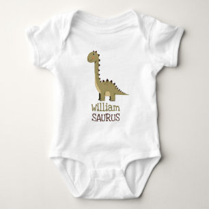 Cute Neutral Dinosaur Personalised Name Baby Bodysuit