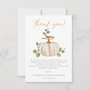 Cute Neutral Fall Pumpkin Baby Shower  Thank You Card