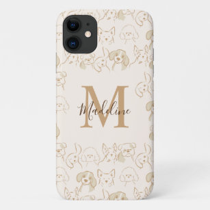 Cute Neutral Pop Dog Pattern Elegant Monogram Case-Mate iPhone Case