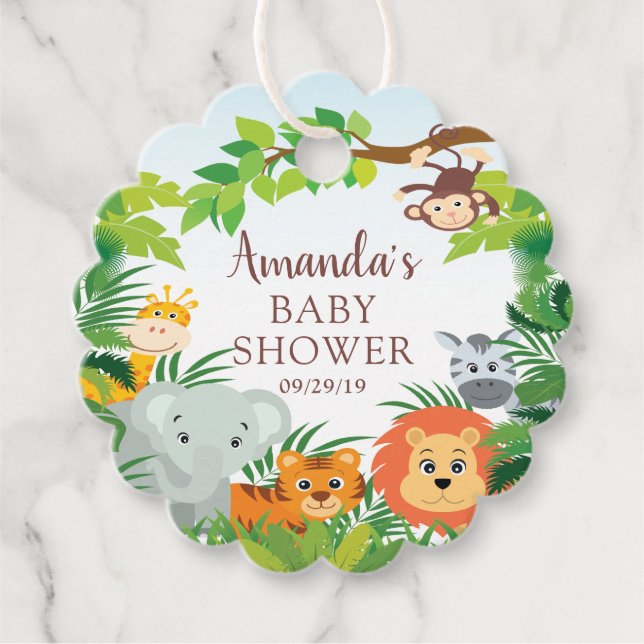 Cute Neutral Safari Jungle Favour Tags (Front)
