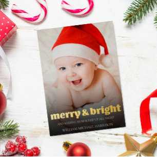 Cute New Baby Christmas Photo Birth Announcement