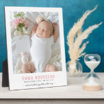 Cute New Baby Photo Plaque<br><div class="desc">A modern cute baby photo birth plaque of your newborn with birth stats. Replace this sample placeholder photo with your own adorable newborn photo, and add name, birth date and stats and welcomed by with family member names.</div>
