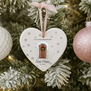 Cute New Home First Christmas Elegent Snow Ornament