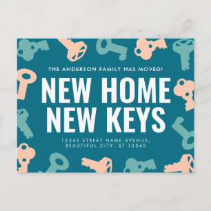 Cute New Home Keys We've Moved Moving Announcement Postcard