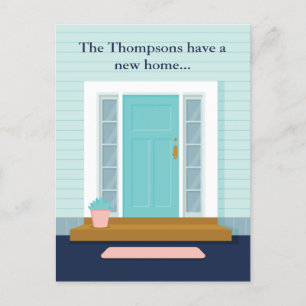 Cute New Home Teal Door We've Moved Housewarming Postcard