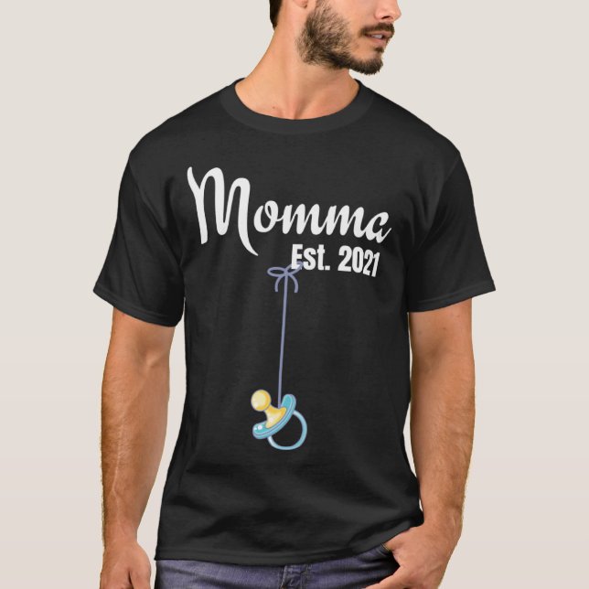 Cute New Momma Pregnancy announcement Mom Boy Moth T-Shirt (Front)