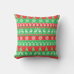 cute New Year Deer, ugly, pixel pattern Outdoor Cushion