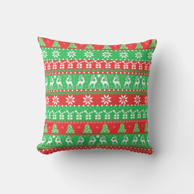 cute New Year Deer, ugly, pixel pattern Outdoor Cushion (Front)