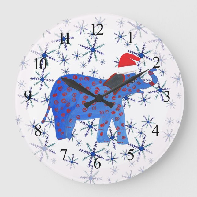 Cute New Year Elephant Art Wall Clock (Front)
