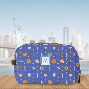 Cute New York City Pattern Blue Custom Monogram Dopp Kit