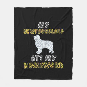 Cute Newfie   My Newfoundland Ate My Homework Fleece Blanket
