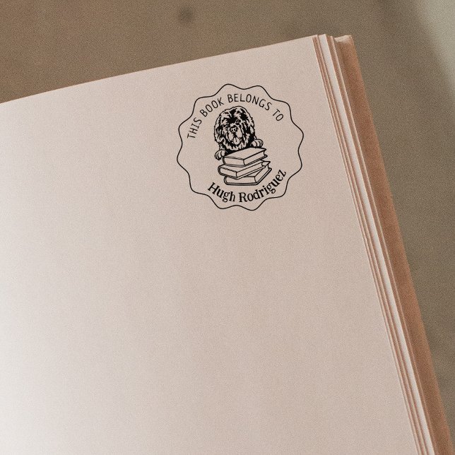  Cute Newfoundland Dog Book Rubber Stamp (Creator Uploaded)