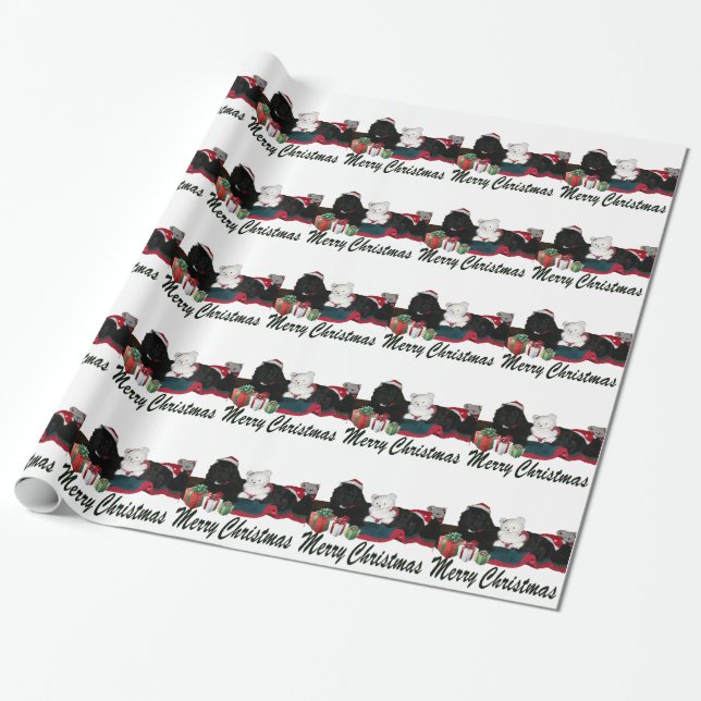 Cute Newfoundland Dogs at Christmas Wrapping Paper (Unrolled)