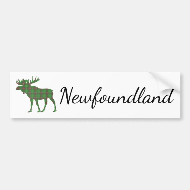 Cute Newfoundland moose tartan bumper sticker (Front)