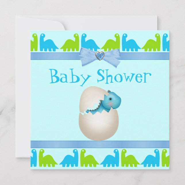 Cute Newly Hatched Baby Dinosaur Baby Shower Invitation (Front)