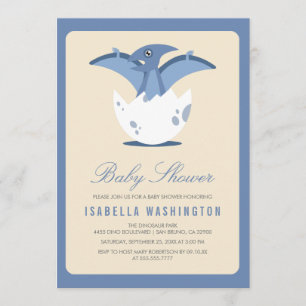 Cute Newly Hatched Pterodactyl in Egg Baby Shower Invitation