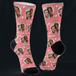 Cute Newlyweds Photo Rose Gold Wedding  Socks<br><div class="desc">These cute rose gold wedding socks feature the newlywed couple's photo and white hearts in an offset pattern on a rose gold background and your names and wedding date! These are perfect as a bridal party favour, or as a gift for the happy couple! Background colour is also customisable to...</div>