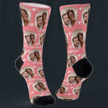 Cute Newlyweds Photo Rose Gold Wedding Socks<br><div class="desc">These cute rose gold wedding socks feature the newlywed couple's photo and white hearts in an offset pattern on a rose gold background and your names and wedding date! These are perfect as a bridal party favour, or as a gift for the happy couple! Background colour is also customisable to...</div>