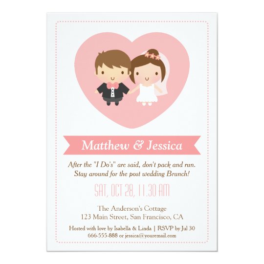 Cute Newlyweds Post Wedding Brunch Invitations Zazzle Com Au Post Wedding Brunch Invitation Template