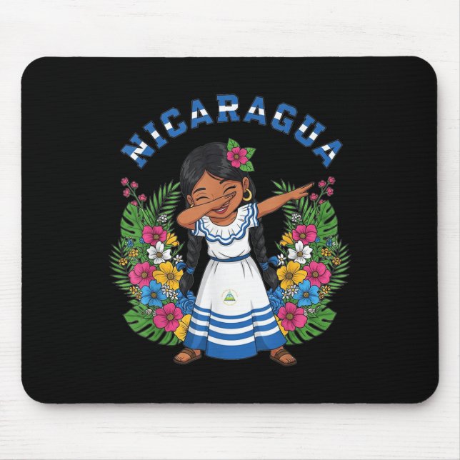 Cute Nicaragua Girl Dabbing Traditional Dress With Mouse Pad (Front)