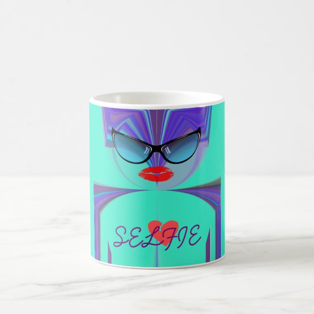Cute Nice &Lovely Heart Selfie. Mug Wrap-Image   (Center)